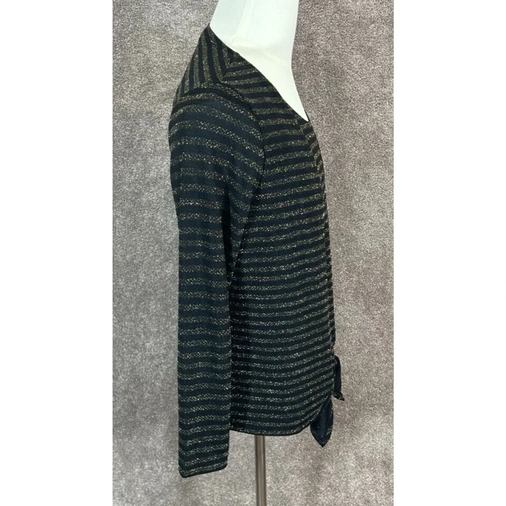 Chicos Cardigan Womens 1 Medium 8 Black Metallic Tank Top 2 Piece Set‎ Tie Front